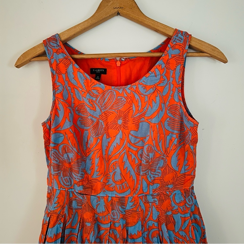Talbots Orange and Blue Floral Midi Dress-2P - Picture 5 of 11
